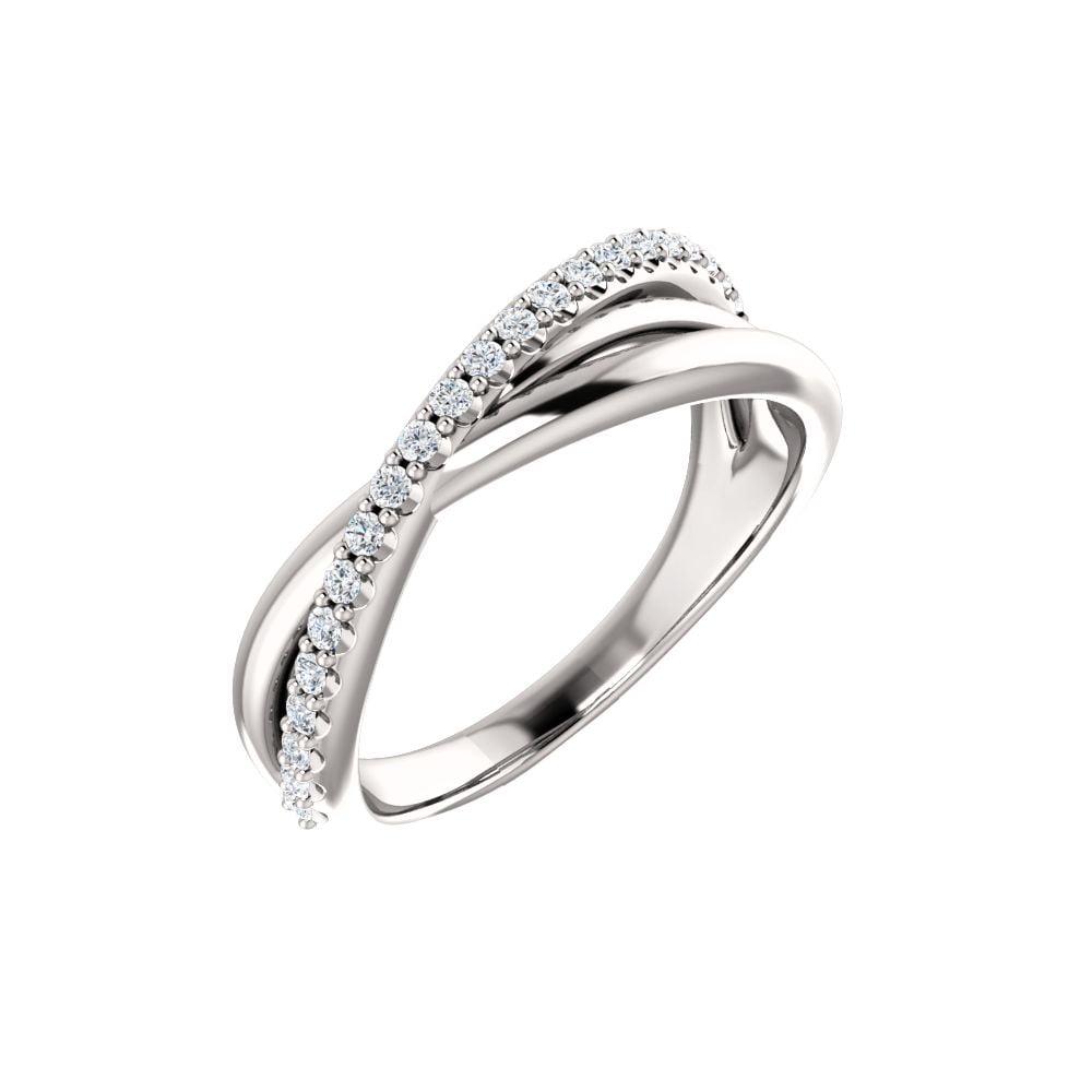 Diamond2Deal 14K White Gold 1/5 Cttw Diamond CrissCross Diamond Ring