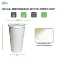 thumbnail image 3 of [300 Pack] 20oz White Disposable Paper Coffee Cups with White Flat Lids - For Hot, Cold Drink, Coffee, Tea, Cocoa, Travel, Office, Home, Cider, Hot Chocolate, To go, Compostable, Biodegradable, 3 of 4