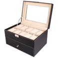 thumbnail image 3 of Ktaxon Large 20 Slots Leather Men Watch Storage Box Display Case Organizer Glass Top Jewelry Storage, 3 of 6