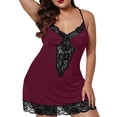 thumbnail image 4 of XMMSWDLA Plus Size Lingerie for Women L-6XL Lace Satin Nightdress Womens Lingerie V Neck Nightwear Satin Sleepwear Lace Chemise Mini Teddy Satin Nightgown Nightdresses Slip Lingerie, 4 of 9
