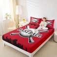 thumbnail image 4 of Homewish Cartoon Baseball Sports Full Size Sheets for Kid, Red Black City Print Bed Sheets, Modern Ball Gaming Sheet Sets, Luxury Bedroom Decor, 4-Piece, 4 of 7