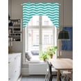 thumbnail image 5 of Teal Aqua Moire Ombre Kitchen Curtains Swag Valance for Windows/Bathroom/Cafe, Water Ripple Stripe Farmhouse Rod Pocket Drape Panel Swag Curtain Valance for Bedroom/Living Room 55''x36'', 5 of 6