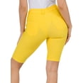 thumbnail image 3 of Women's Bermuda Stretchy Jean Shorts with 5 Pockets Cotton Blend, Yellow M, 3 of 3