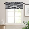 thumbnail image 7 of Black Gray Kitchen Curtains and Valances Set, Gradient Ocean Wave Modern Abstract Geometric Rod Pocket Window Valance Window Curtain Panels for Living Room Bedroom Laundry, 27.5x24in, 3 Pieces, 7 of 7