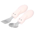thumbnail image 3 of Toddler Feeding Utensils, Dirt Resistant  Safe Exquisite Beautiful Fork Spoon Set  For Feeding Beige, 3 of 8