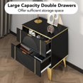 thumbnail image 7 of AISWORD Nightstands Set of 2 with Storage, End Table with 2 Drawers, Night Stand with Metal Legs, Farmhouse Sofa/Bed Side Table for Living Room, Bedroom (Black), 7 of 7