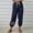 (Fashion 19)Navy, variant on Women's Independence Day Print Solid Color Casual Long Pants Summer Breathable Long Pants with Drawstring and Pockets