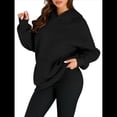 thumbnail image 3 of Sudadera Informal de Larga con Capucha para Mujer, Jersey de y Otoño con Bolsillos. Negro L, 3 of 9