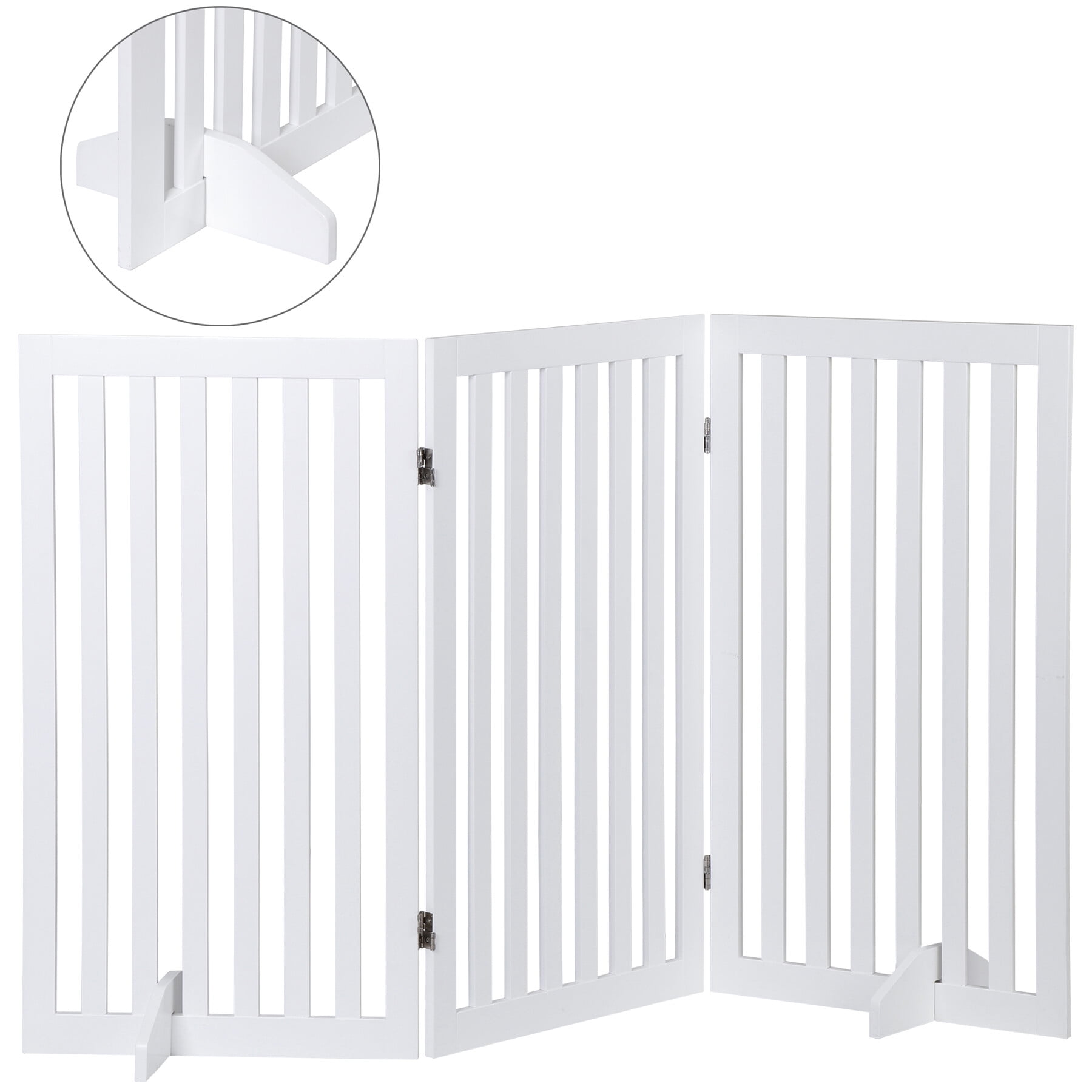ZENSTYLE 36 Inch Foldable Pet Fence Home Entryway Doorway Indoor Dog Fence Pet Gate 3 Panels White