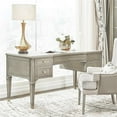 thumbnail image 6 of Jennifer Taylor Home Dauphin Gold Accent 5-Drawer Wood Executive Desk Grey Cashmere Rubber Wood & Veneer, 6 of 11