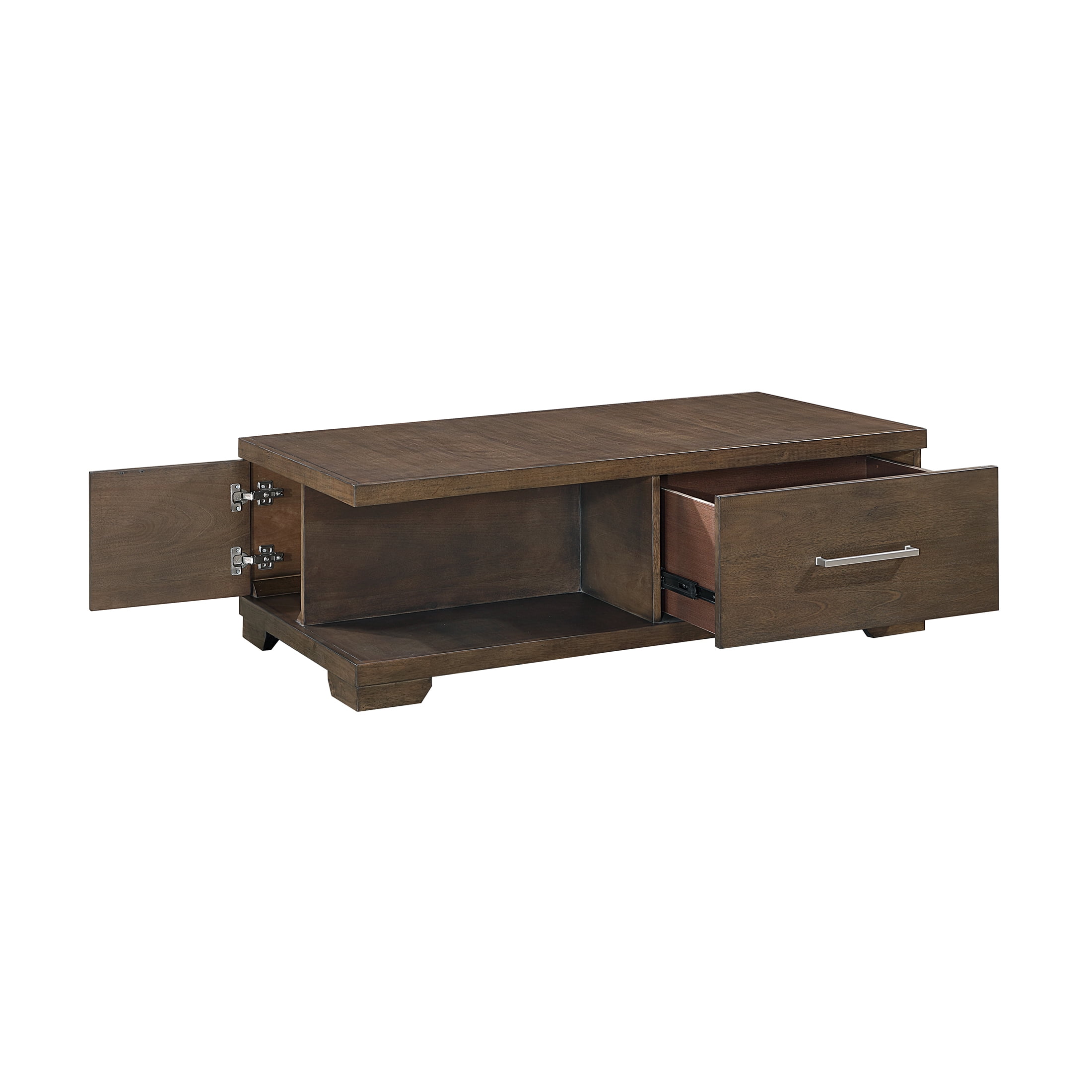 OakvillePark Alton Wood Cocktail Table, 1 Drawer, Hidden Storage with Doors, Casters, Espresso