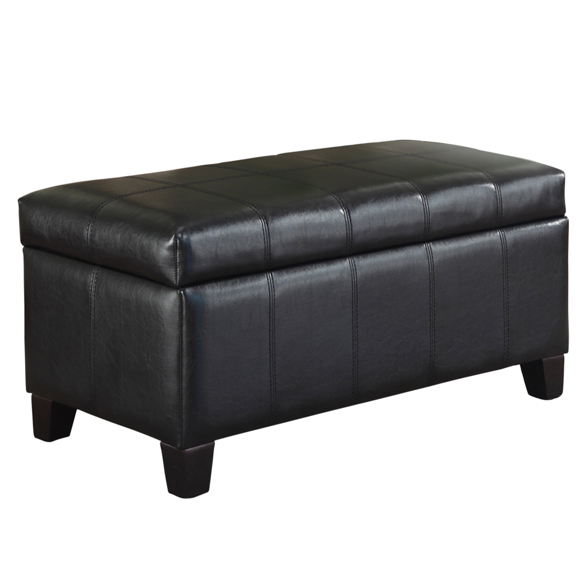 Faux Leather Storage Ottoman