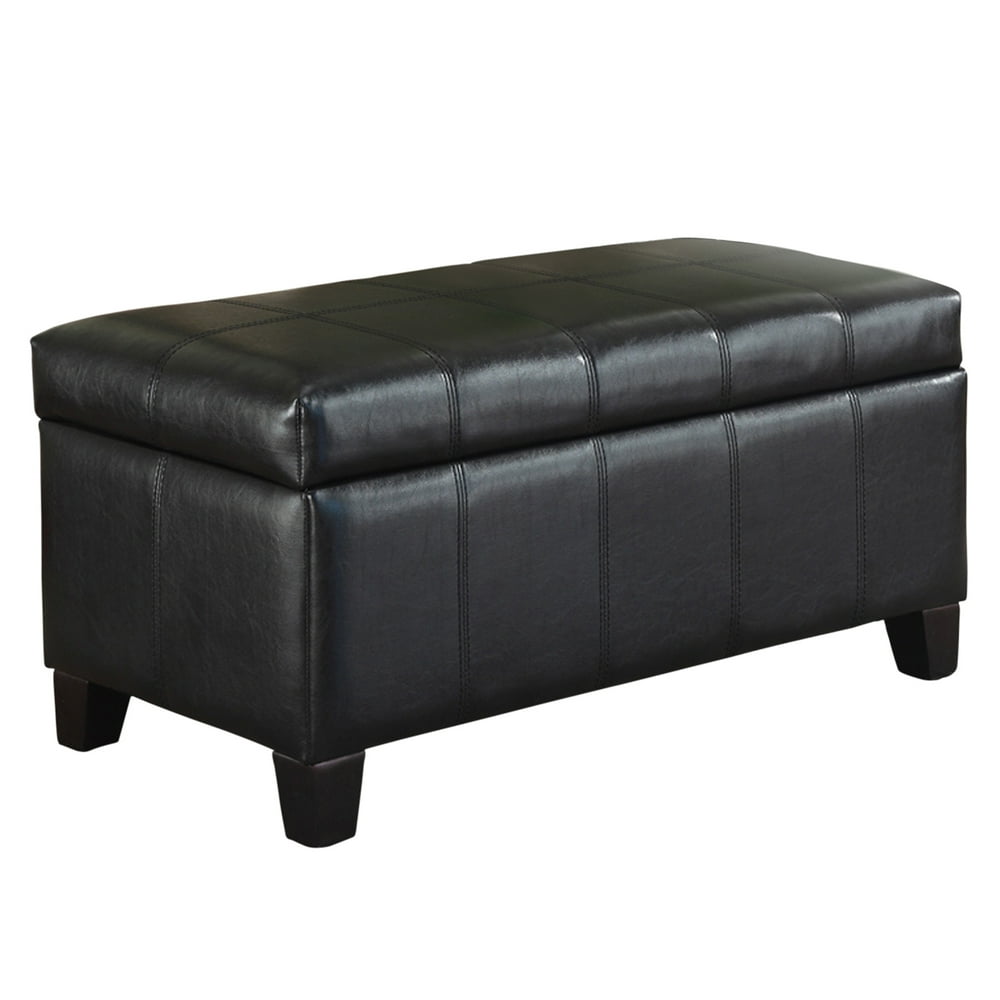 Faux Leather Storage Ottoman