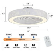 Miumaeov Modern Bladeless Ceiling Fan with Lights 22 Enclosed Ceiling Fan with Remote Control LED Dimmable Lighting Modes 3 Wind Speed and 3 Color White
