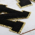 thumbnail image 3 of 3 Pack Chenille Iron On Glitter Varsity Letter "N" Patches - Black Chenille Fabric With Gold Glitter Trim - Sew or Iron on - 5.5 cm Tall, 3 of 9