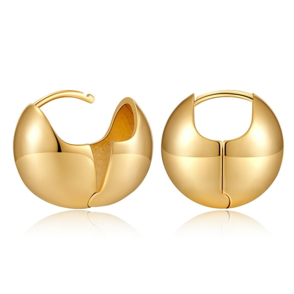 MYCUTEY 14K Gold Plated Cute Huggies Earring for Women Simple Gold Hoop Earrings for Women Gift 1.5cm