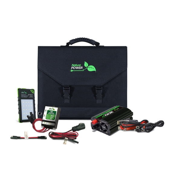 Nature Power 120W Folding Panel Kit W/ 80082 60008 300W Inverter (55120K)