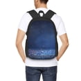 thumbnail image 4 of Balery Retro Blue Glitter Mochila para hombre y mujer - Tela Oxford 600D resistente - Gran capacidad, resistente al agua, ideal para la escuela, viajes y senderismo, 4 of 6