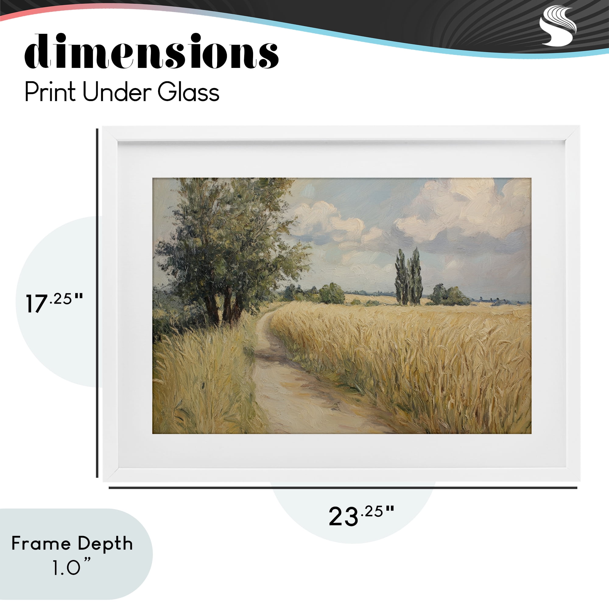 Stupell Industries Quiet Path Through Wheat White Framed Print Under Glass, design by Petal Prints Design