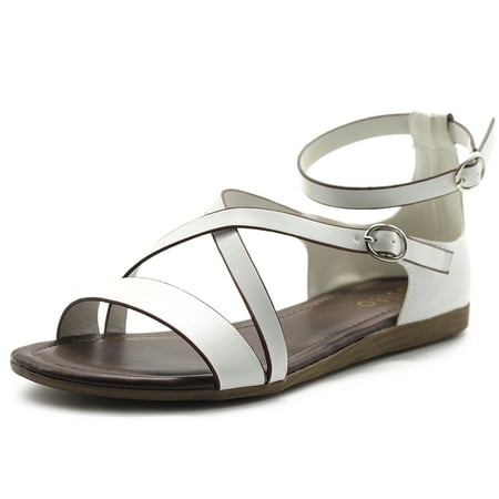 

Ollio Women s Shoes Two Buckled Cross Straps Flat Sandals S101