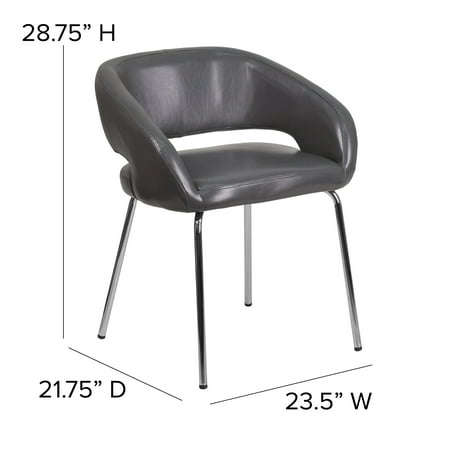 Flash Furniture - Fusion Series Contemporary LeatherSoft Side Reception Chair with Chrome Legs - Gray