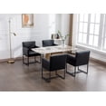 thumbnail image 4 of Guyou Modern Faux Leather Upholstered Dining Chairs Set of 2, Kitchen Chairs with Arm and Black Finish Metal Frame, Accent Armchair with back for Living Room Dining Room Bedroom Reception Room, Black, 4 of 10
