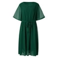 thumbnail image 3 of Robe Décontractée Grande Taille pour Femmes Col Rond Manches Mi-Longues Longueur Genou Robe de Soirée, 3 of 6