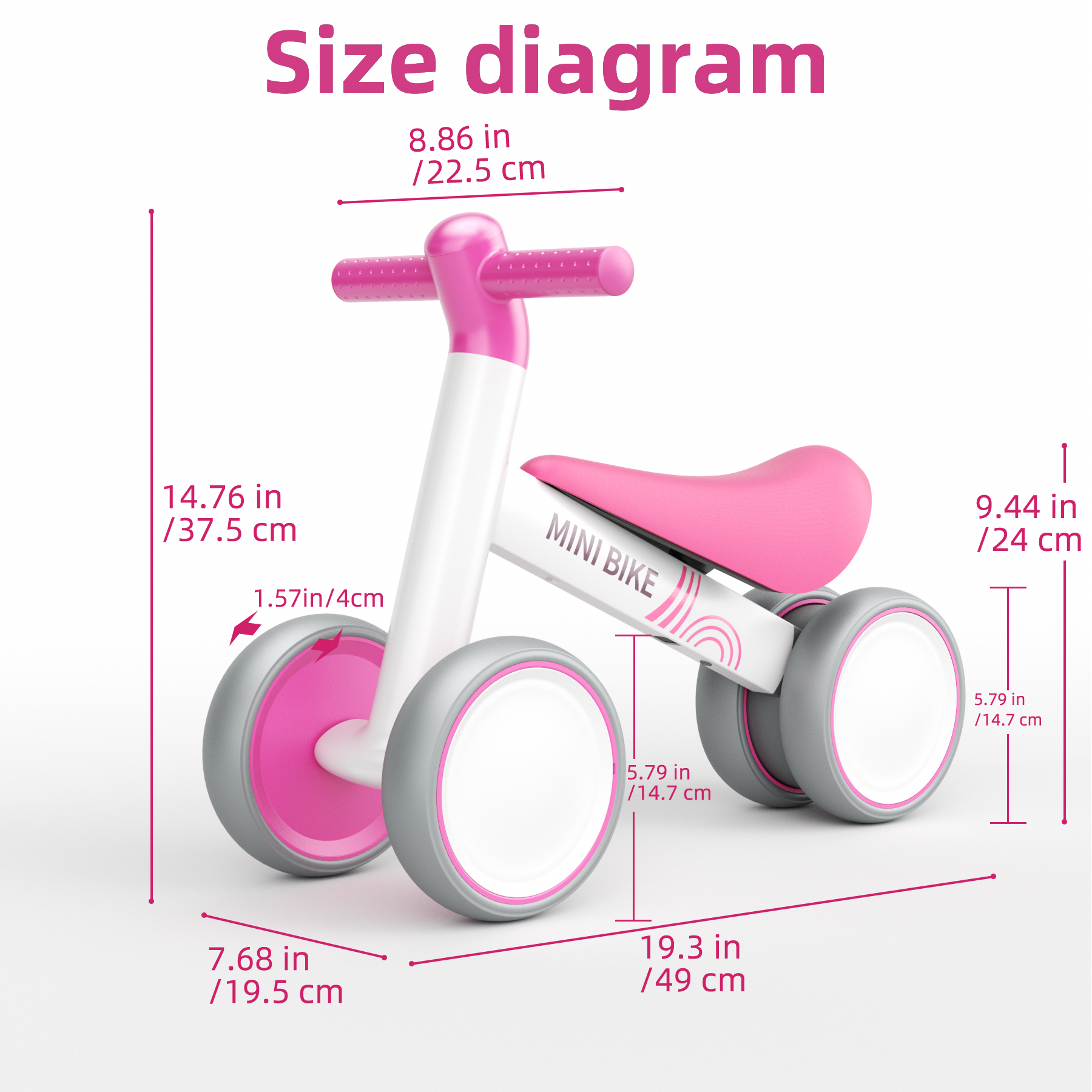 Korimefa Baby Balance Bike, White photo 5