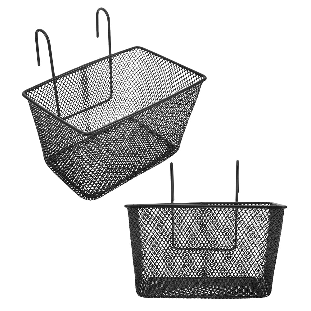 HOMEMAXS 2Pcs Bike Front Basket Large Bike Basket Metal Basket Bike Vegetable Basket Front Hanging Basket for Bike