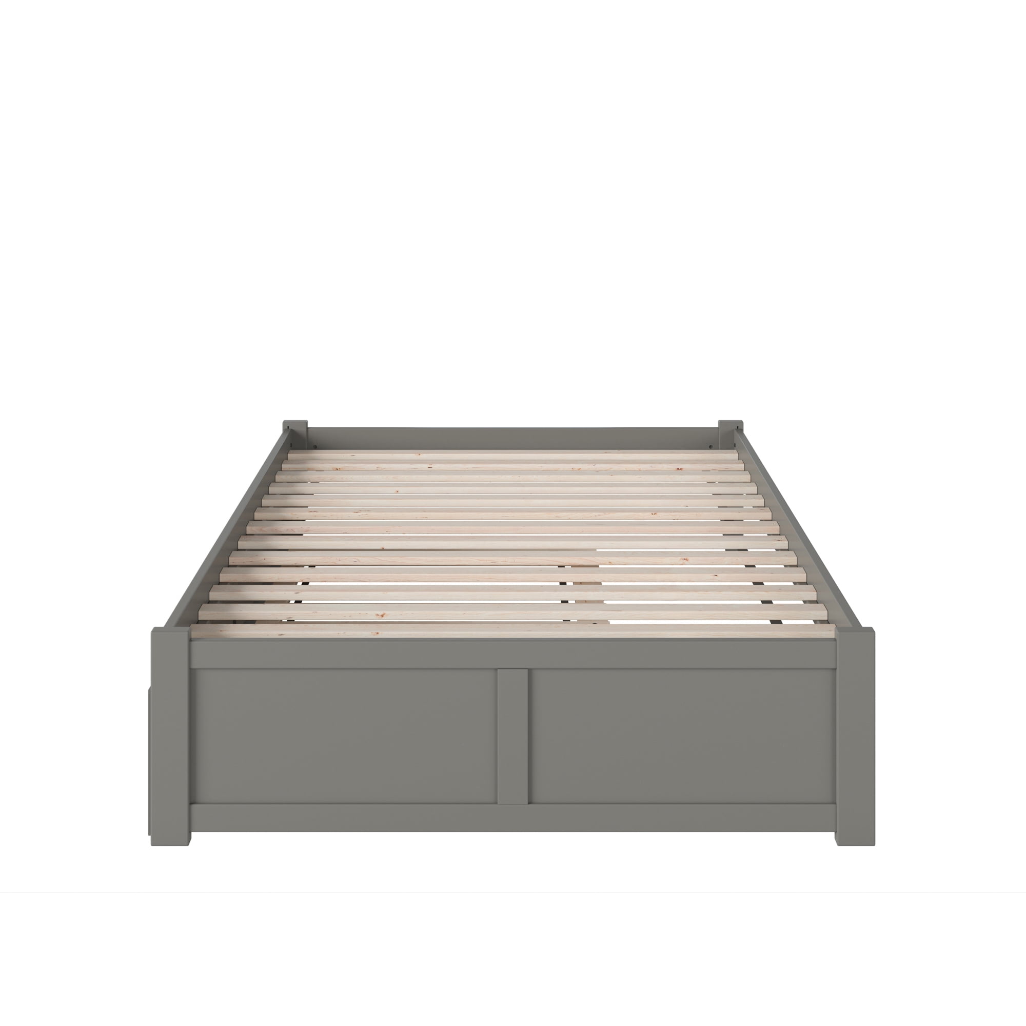 AFI Concord Full Solid Wood Platform Bed with Footboard & Twin Trundle, Grey