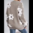 thumbnail image 4 of Suéteres para Mujer, Otoño, Bloque de Color, Acanalado, Volantes, Cuello en V, Corte Holgado, Suéter de Punto Y2k, Lindos Suéteres, Tops. Marrón M, 4 of 6