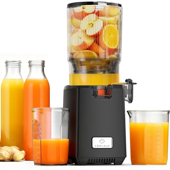 Cold Press Juicer Machines, 130mm Diameter and 1.8L Capacity Juicers Whole Fruit and Vegetable, 250W Masticating Slow Juicer with Automatic Cutting, BPA-Free Tritan