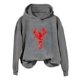 thumbnail image 3 of MuXiKeJi Clothes Hoodies For Women Lobster Drawstring Pocket Hoodie Fall Long Sleeve Hooded Sweatshirt Holiday Activewear, 3 of 4