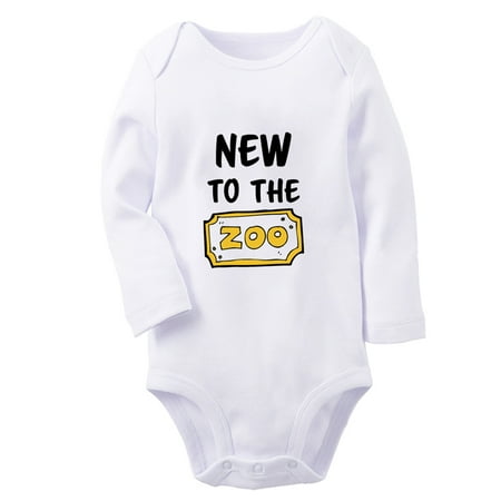 

iDzn® New To The Zoo Funny Rompers Newborn Baby Unisex Bodysuits Infant Jumpsuits Toddler Kids Long Sleeve Oufits (White 6-12 Months)