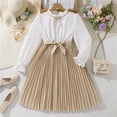 thumbnail image 2 of Mikilon Girls Long Sleeve Dress Tween Fall Formal Party Holiday Midi Tiered Flowy Swing Dresses with Belt 8-13 Years, 2 of 9