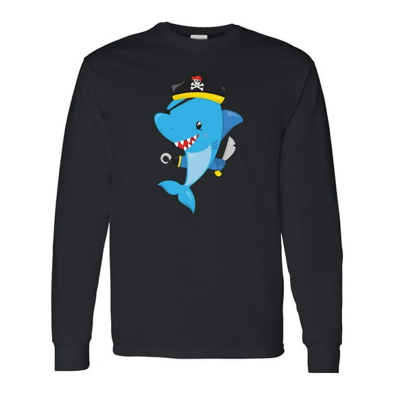 Inktastic Pirate Shark, Cute Shark, Little Shark, Blue Shark Long Sleeve T-Shirt