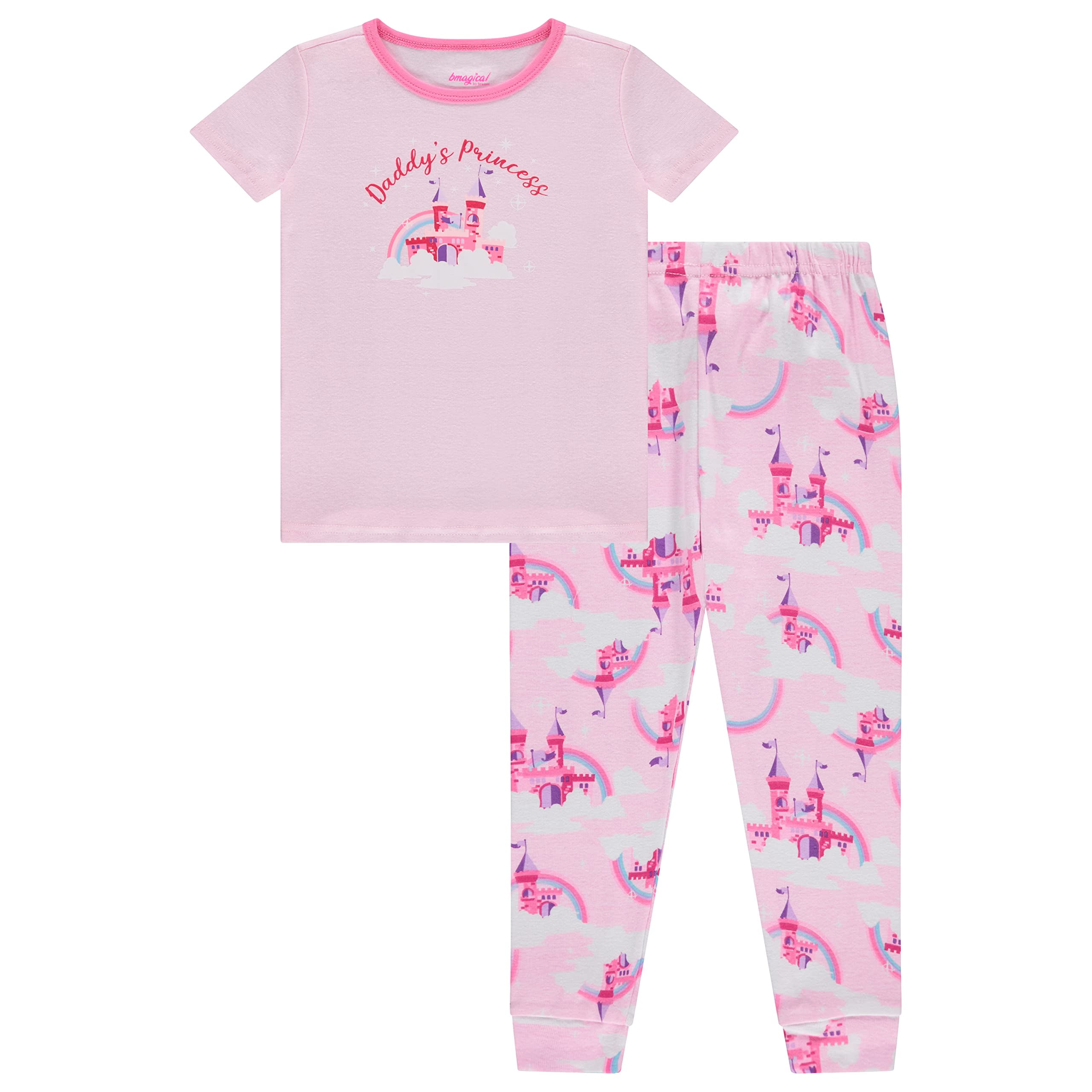 Btween's Toddler Girls 2-Piece Cotton Sleepwear Set: Unicorn, Flower ...