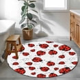 thumbnail image 4 of 3ft Washable Round Rug, Red Ladybugs Non-Slip Circle Area Rug for Bedroom Bedside, Country Cute Ladybug Red Black Animals Geometric Lines Soft Indoor Floor Mat for Home Decor, 4 of 9