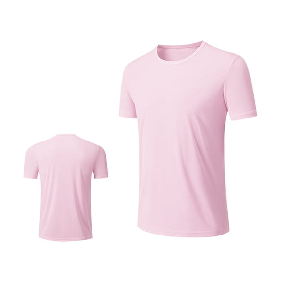 LMOIPLI Moisture Wicking Shirts for Men Short Sleeve Stretchy Quick Dry Workout Shirt Running Gym Clothes Activewear Tops Pink S