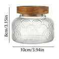 thumbnail image 3 of ZMKIAG Clear Embossed Glass Can with Wooden Lids, Vintage Relief Sealed Glass Storage Containers, Cute Airtight Kitchen Storage Jar for Sugar, Coffee, Tea, Spice, Candy and Cookie, 3 of 9