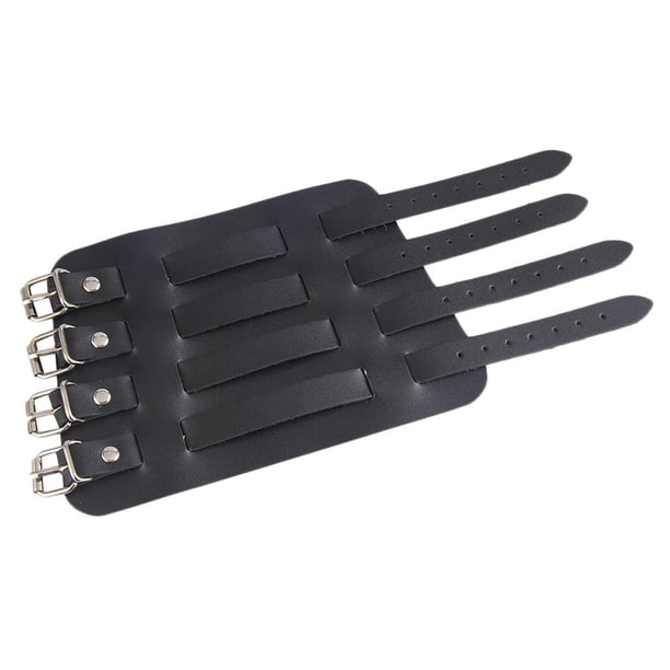 Brazalete ancho Zulema de Cuero Metal Liso negro