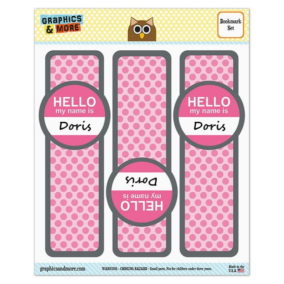Doris Hello My Name Is Glossy Laminated Bookmarks - Set of 3