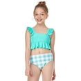 thumbnail image 5 of IROINNID Girls 2PCS Summer Crop Ruffle Swimwear Plaid Swimsuit, 5 of 9