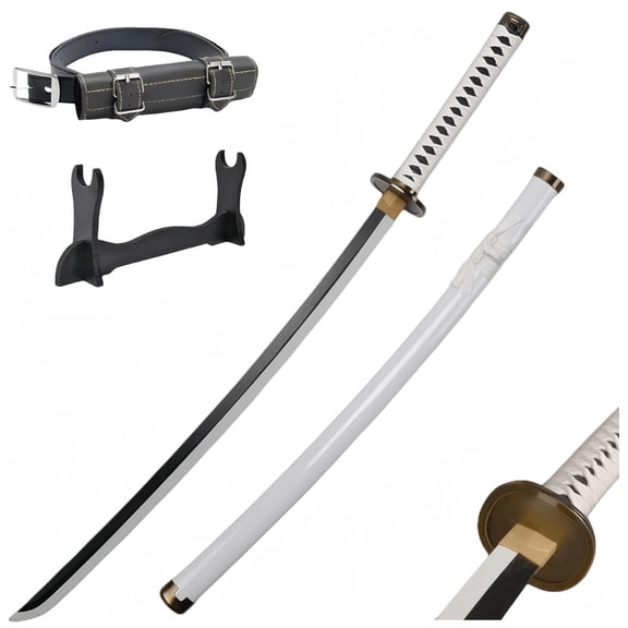 41 inches Anime Bamboo Wooden Roronoa Zoro Sword Wado Ichimonji with Black Belt and Holder Stand