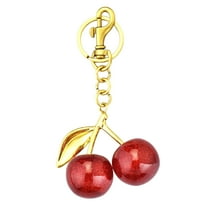 HUANLEDASH Sparkling Cherry Keychain Pendant Metal Cherry Bag Key Ring Charm Car Bag Handbag Purse Key Accessory