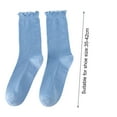 thumbnail image 6 of 2 Pairs Japanese Style Ribbed Solid Color Thermal Socks Spring Autumn Women Ruffle Cuffs Mid-Tube Socks,Black, 6 of 8