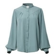thumbnail image 6 of GRACEART Clergy Dress Shirt for Women Priest Shirts Long Sleeve Ministers Blouse With Flutter Sleeve, 6 of 8