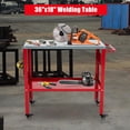 thumbnail image 2 of Table de Soudage Mobile Industrielle 36 Po X 18 Po - Capacité de 1200 Lb en Acier Robuste avec Plateau à Outils, 8 Fentes pour Outils, Trous de Fixation 1/2 Po, 4 Roulettes Verrouillables pour Atelier, Garage et Labo, 2 of 8