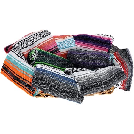 Mexican Blankets and Throws  10 Pack  74  x 50  Thick Yoga Blankets  Soft Outdoor Blanket for Camping  Beach  Picnic  or Decor  Machine-Washable  Assorted-Colors May Vary
