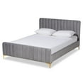 thumbnail image 1 of Baxton Studio Grey Fabric Upholstered and Gold Finished Queen Size Platform Bed, 1 of 8